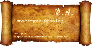 Mansberger Absolon névjegykártya